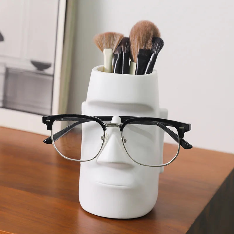 Easter Island Moai Statue Glasses Holder & Desk Pen Organizer Desk Organizer Ornament Zpaxo