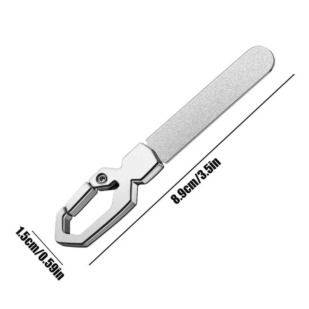 Double-Sided Nail Files Thick Stainless Steel Nails Polishing File Strip with Keychain Hook Nail Care Tools Zpaxo