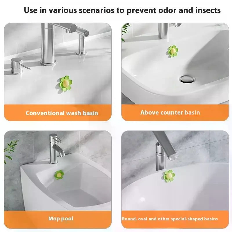 5-Pack Flower Silicone Drain Seal Plugs – Sink & Bathtub Overflow Drain Seal Plug Zpaxo