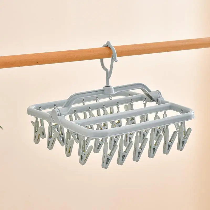 MFoldable Plastic Laundry Drying Rack 32 Clips 360 Rotating Hook