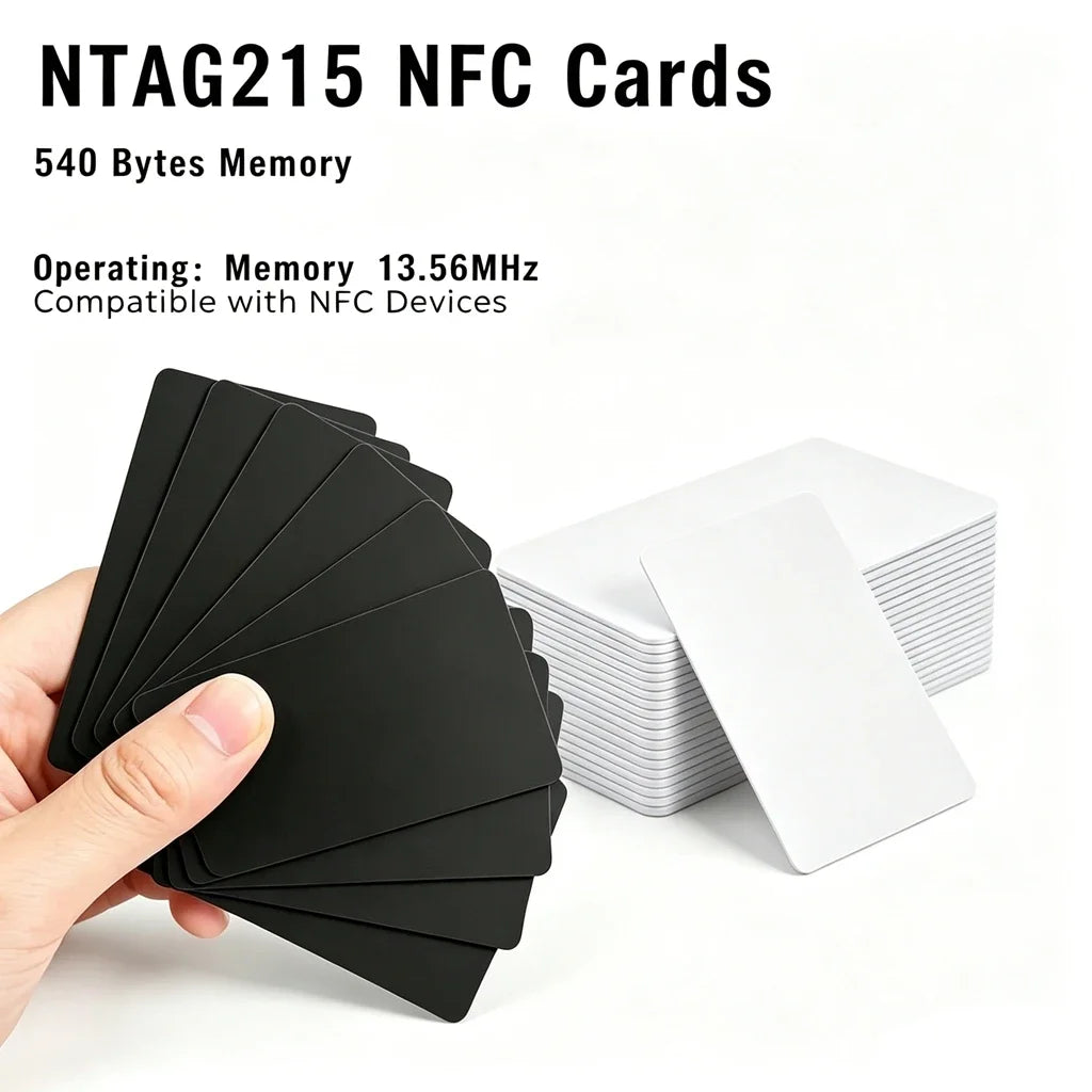 5- NFC215 Black Cards Rewritable NFC Ntag215 PVC Blank Easy Zpaxo