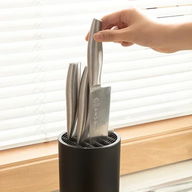 Black Rotating Knife Block Holder – Multifunctional Storage Rack Knife Storage Block Zpaxo