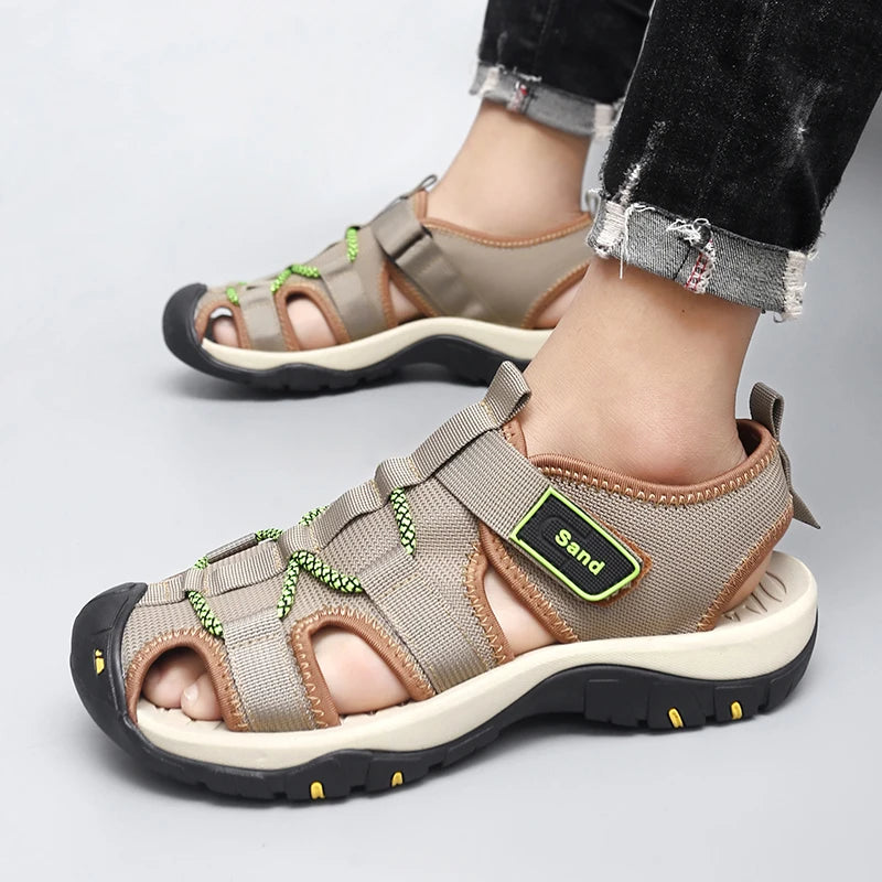 Summer Men Sandals Leather Mens Casual Shoes Outdoor Beach Roman Zpaxo