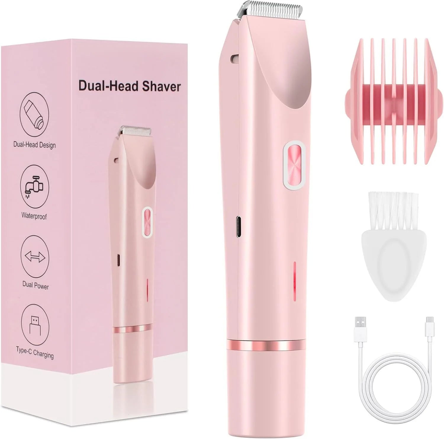 Electric Shaver Woman Double Head Dual Purpose Female Razor Body Zpaxo pink