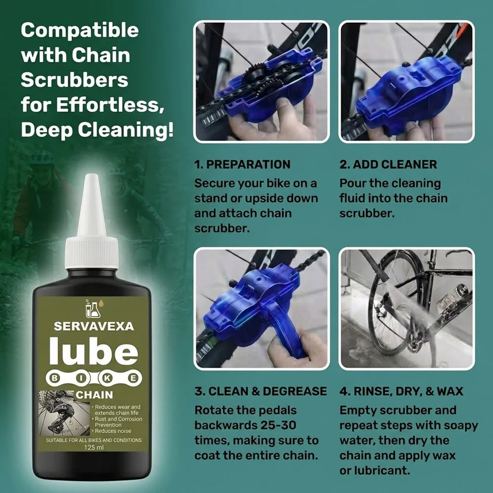 SERVAVEXA Bike Chain Scrubber Kit with 125ml Lube Oil Professional Bicycle Cleaning & Lubricant Set for MTB Road Cycle Care Zpaxo