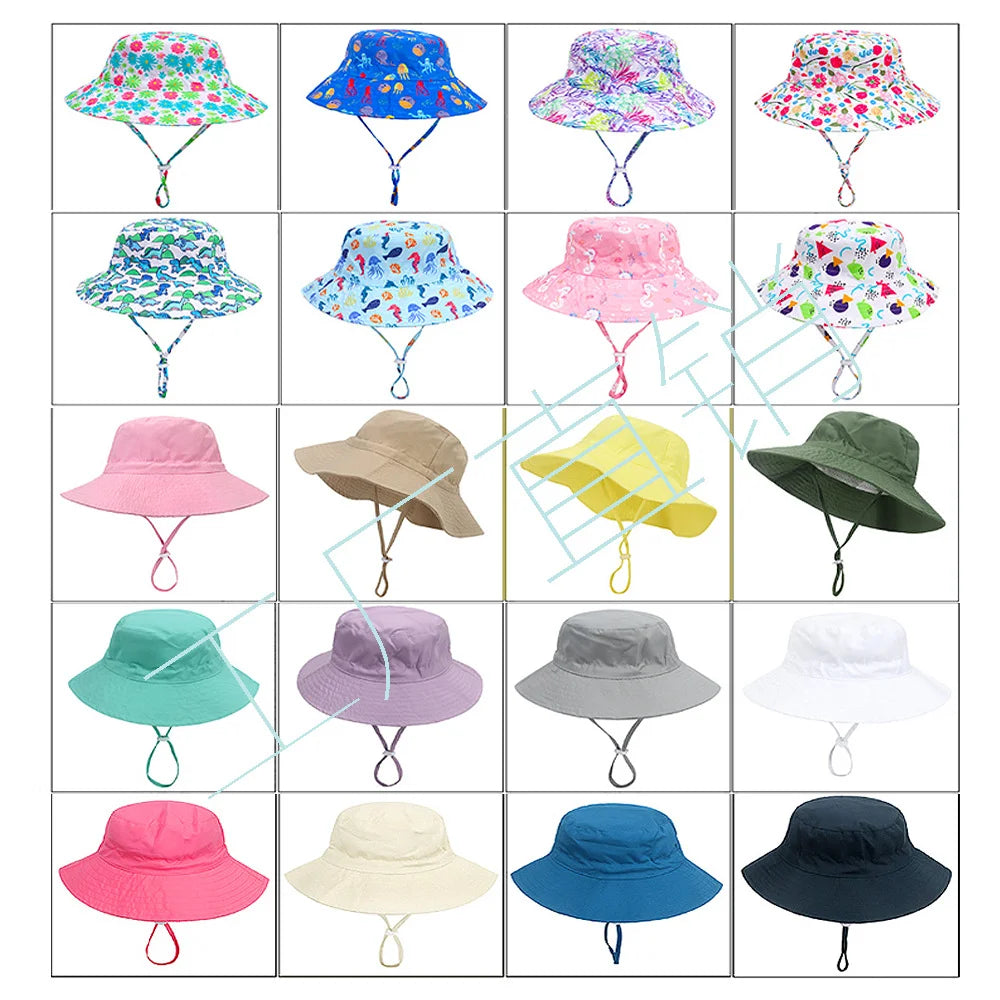 Kids Wide Brim Sun Hat – Breathable Adjustable Beach Bucket Hat