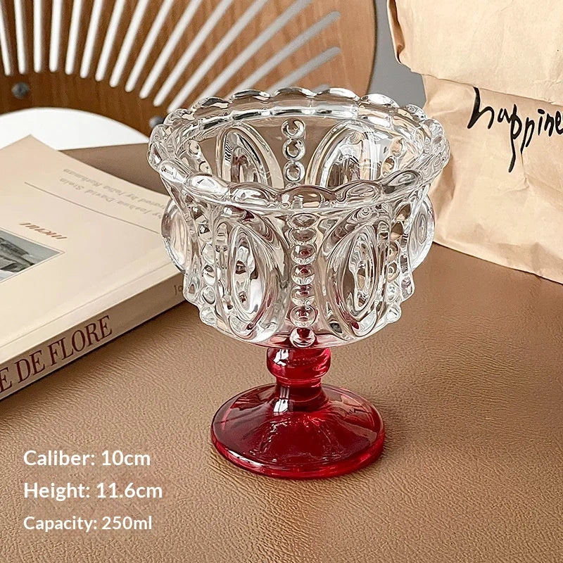 Hot Nordic Relief Cup Glass Cup Ice Cream Ice Cream Dessert Yogurt Pudding Home Dessert Coffee Cup Home Breakfast Container Zpaxo Red 230