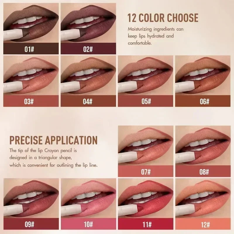 1PC Matte Lipstick Pen - Red Brown Contour Tint, Waterproof and Long-Lasting, Lipliner for All Skin Types, Charming Makeup Zpaxo