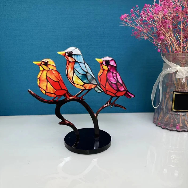 Colourful Bird Desktop Decoration Acrylic Home Cubic Small Ornament