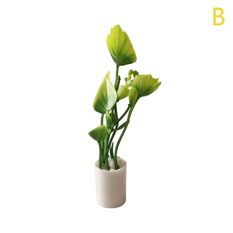 ▶1Pcs 1:12 Dollhouse Simulation Green Plant Potted Model Doll Home Living Room Decoration Micro Landscape Garden Scene Ornament Zpaxo Style3