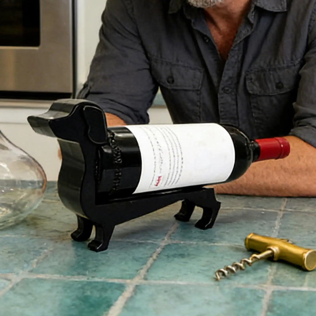 Dog Wine Bottle Holder Dachshund Cute Kitchen Counter Organizer Stand