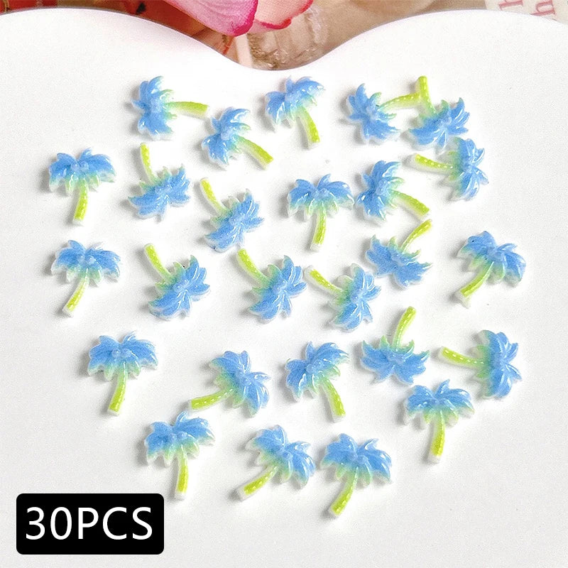 30PCS 3D Ocean Series Resin Nail Charms Summer Nail Rhinestones Creative Starfish Shell Nail Art Decorations for DIY Manicure Zpaxo 01-30pcs