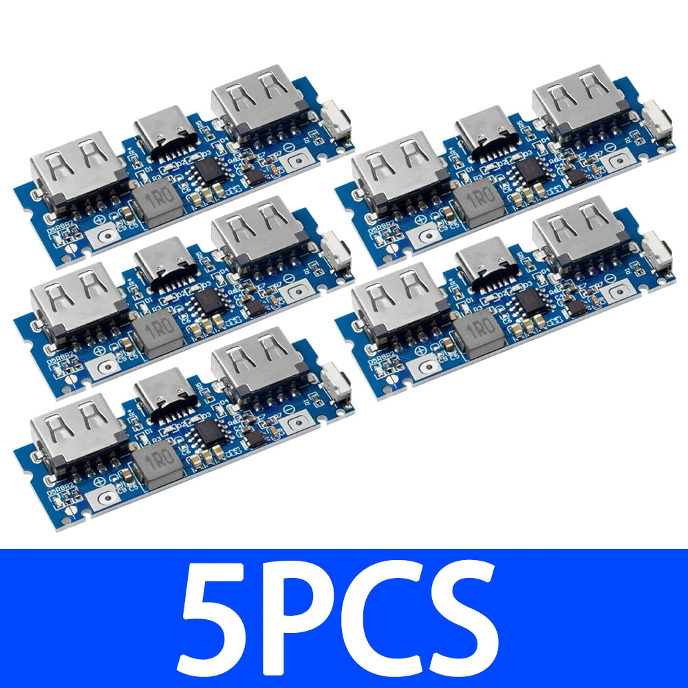 1/10PCS Optional 5V 2.4A 18650 Boost Charger Board, Dual Type-C & Micro USB Power Bank Charging Module Zpaxo 5pcs