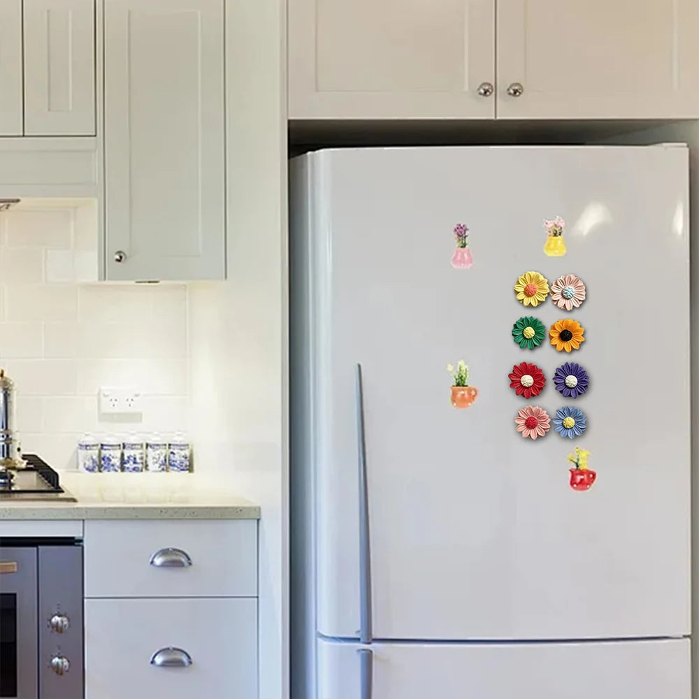 8Pcs Cartoon Flower Fridge Magnets Decorative Magnets for Dishwasher Whiteboard Storage Kitchen Home Decoration Zpaxo