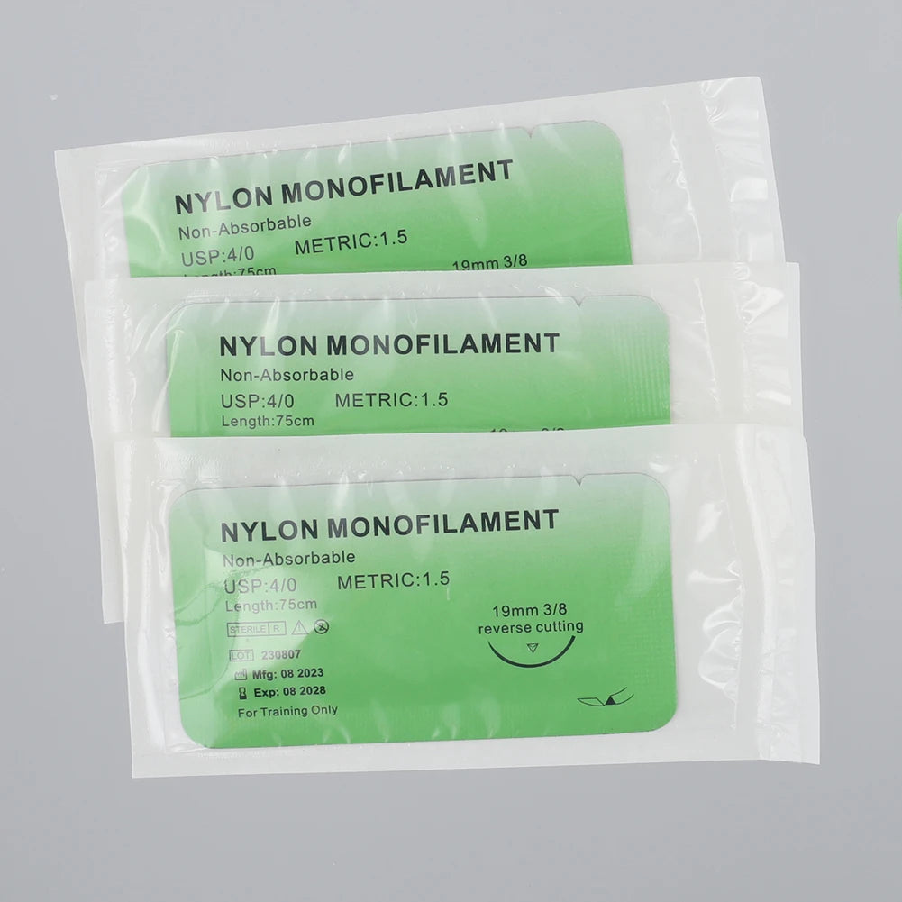 50- 4 0 Medical Thread Suture Nylon Silk Veterinary Practice Zpaxo