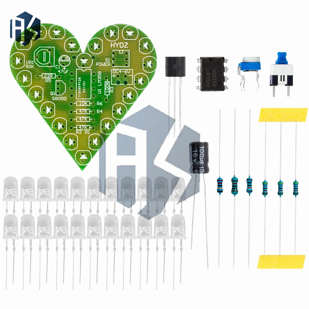 Heart-shaped LED Breathing Light DIY 4V-6V Easy-to-build Electronics Zpaxo