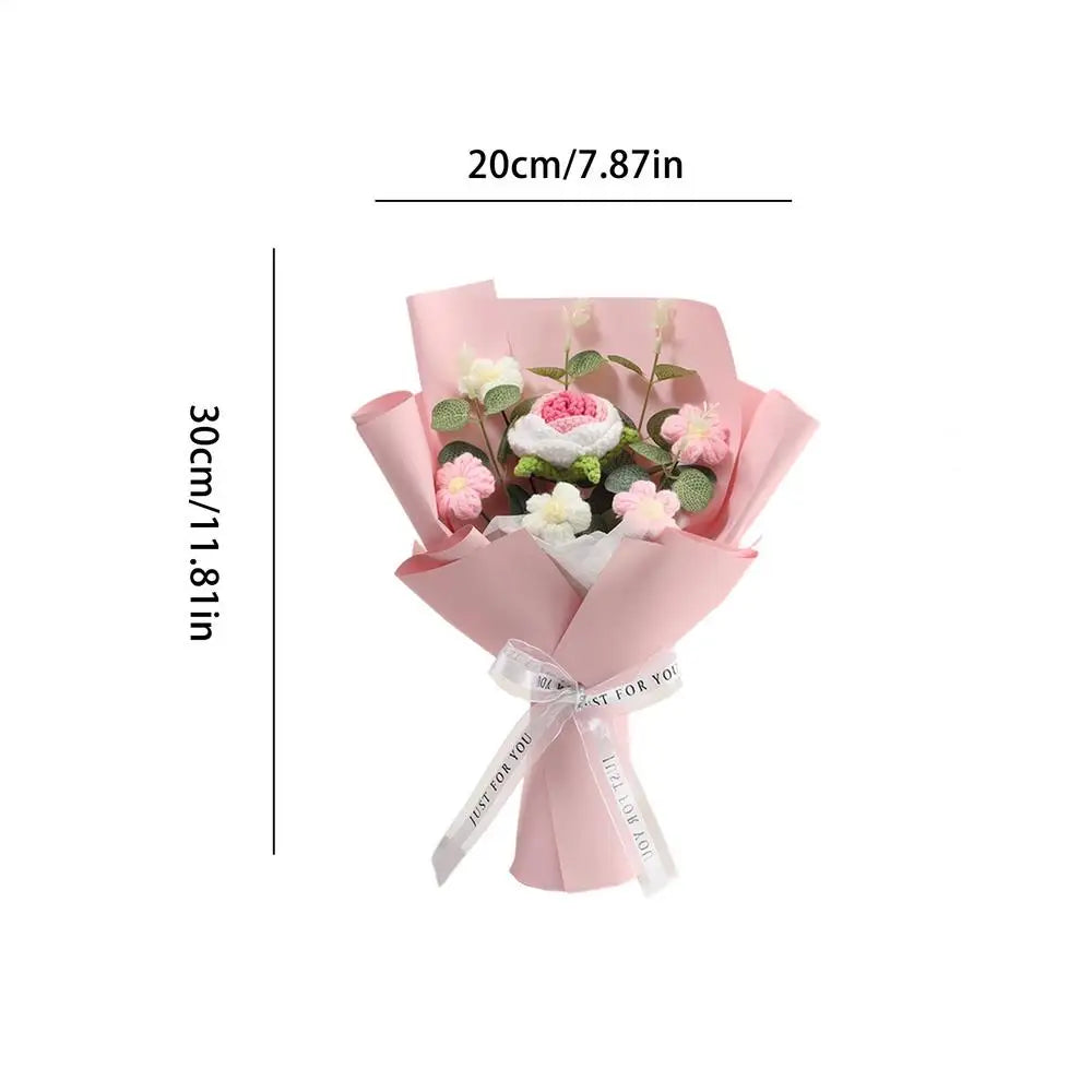 Crochet Flowers Handmade Graduation Bouquet Knitted Wool Bride Zpaxo C