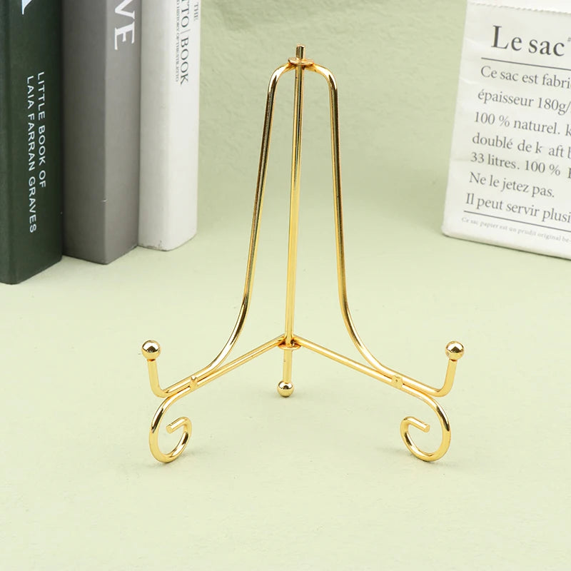 Gold Iron Display Stand Craft Bracket Book Holder Photo Pedestal Bowl
