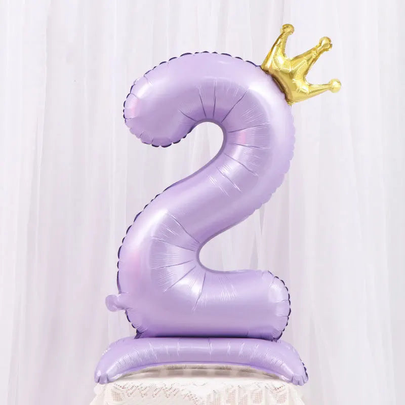 Light Purple Standing Foil Number Balloon Crown Digital Balloons Girl Zpaxo Number2 42inch