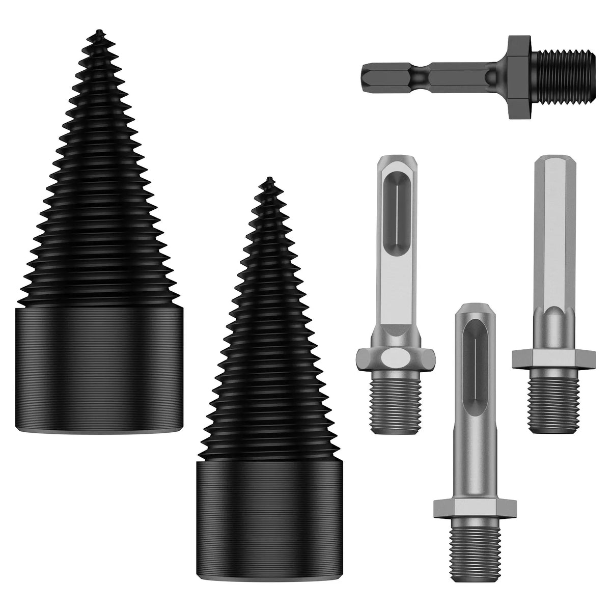 1/2PC Firewood Log Splitter 32/42mm Sturdy High-Carbon Steel Wood Log Splitter Screw Cones Drill Bit with Hex/Round/Square Shank Zpaxo typeC-1