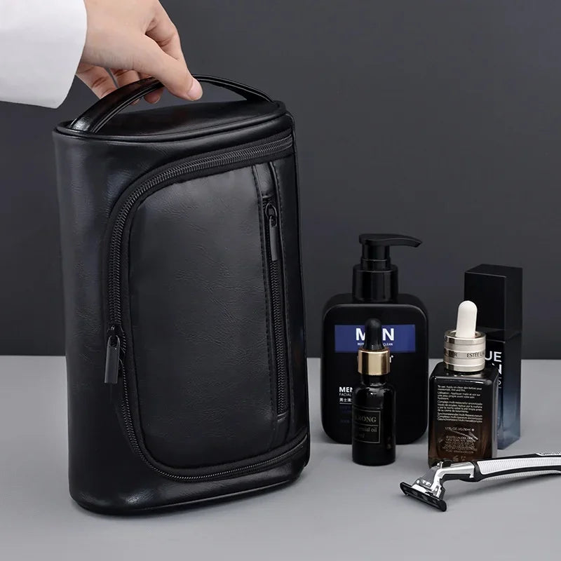 Men's PU Leather Travel Wash Bag – Large Capacity Waterproof Travel Wash Bag Zpaxo