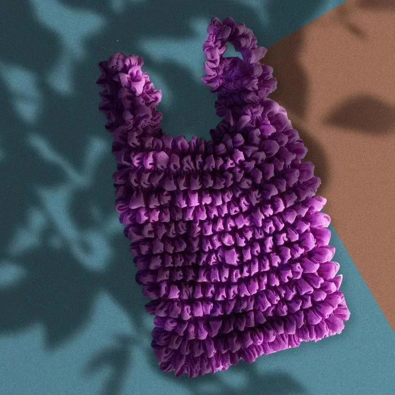 Foldable Expandable Stretch Storage Bag – Mini Pleated Pouch Expandable Storage Pouch Zpaxo Purple