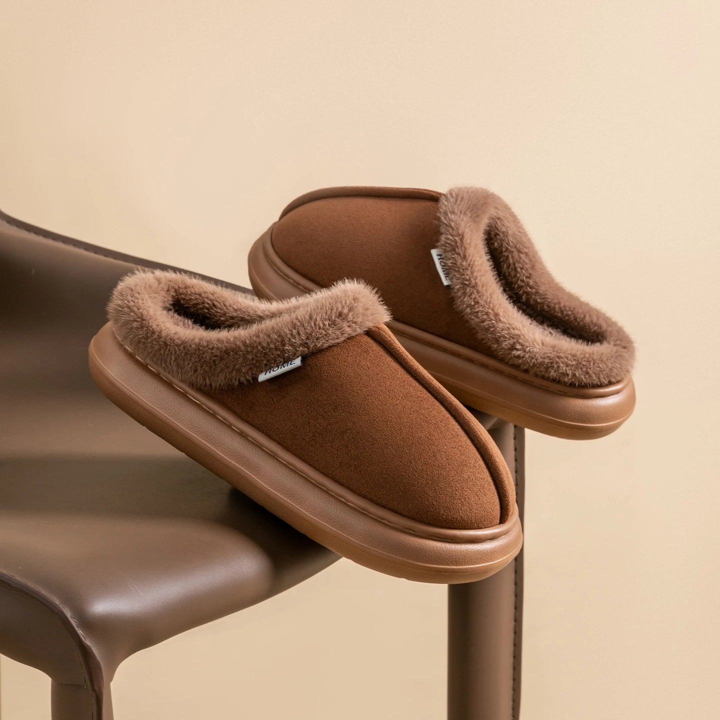 Men's Warm Non-slip Slippers Plush Fleece Lined Fuzzy House Shoes
