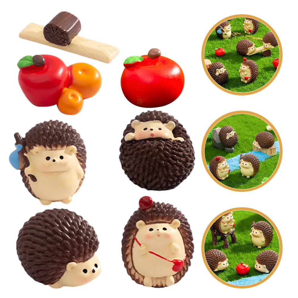 Resin Mini Hedgehog Decor Small Animal Ornament Indoor Outdoor Micro