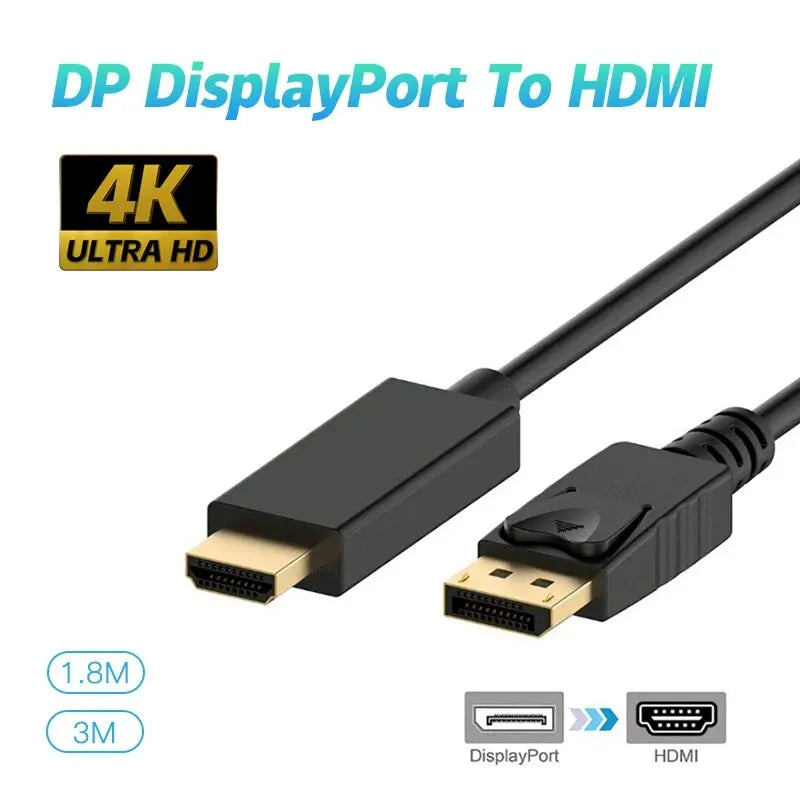 4K DP HDTV-compatible Adapter Converter Display Port Male Female HD Zpaxo DP 4K 1.8M