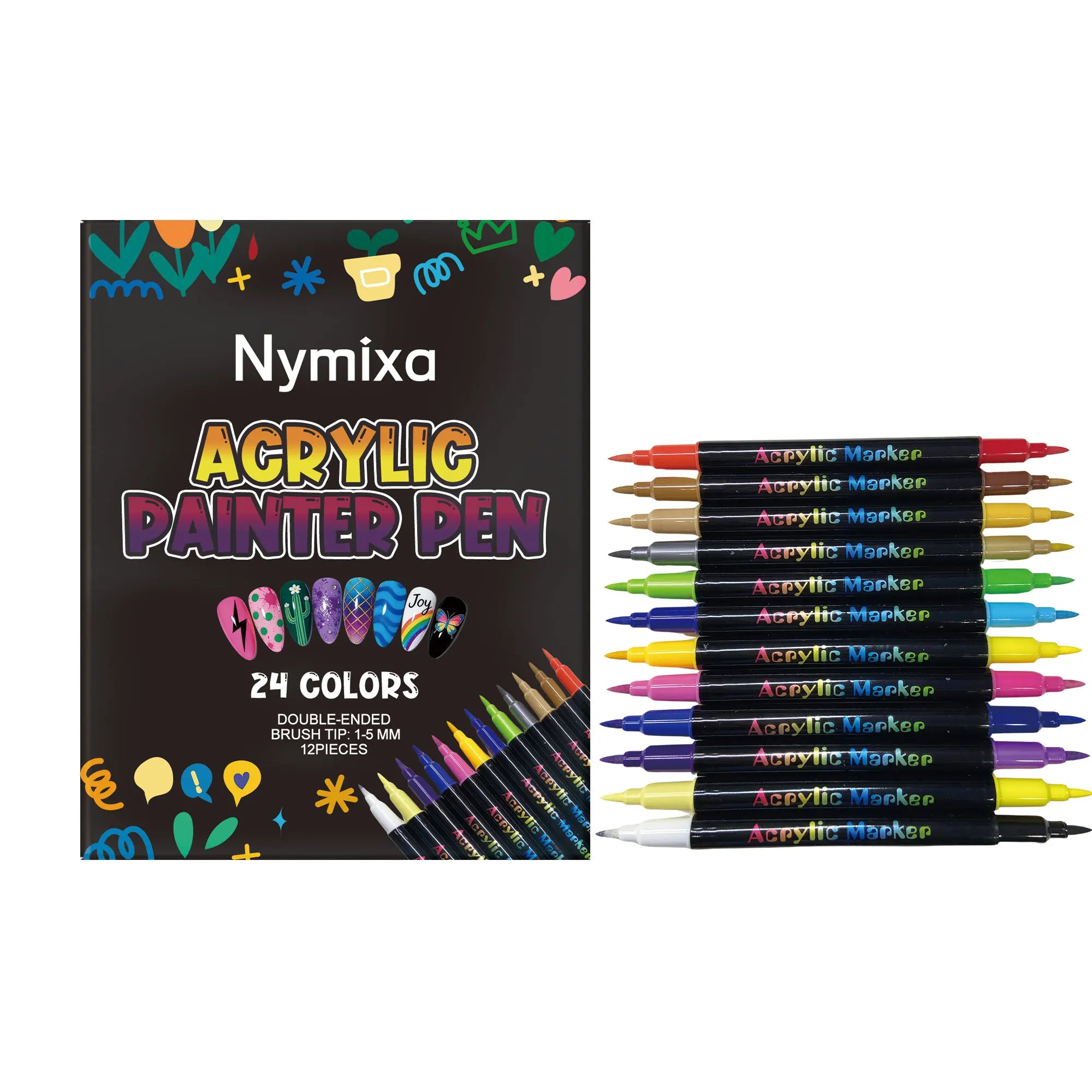 DIY Nail Art Decorations Kit Draw Delicate Art Designs Add Shiny Lasting Color Full Set Nail Art Tool Home DIY Manicure Design Zpaxo 12color Nail Pen Kit