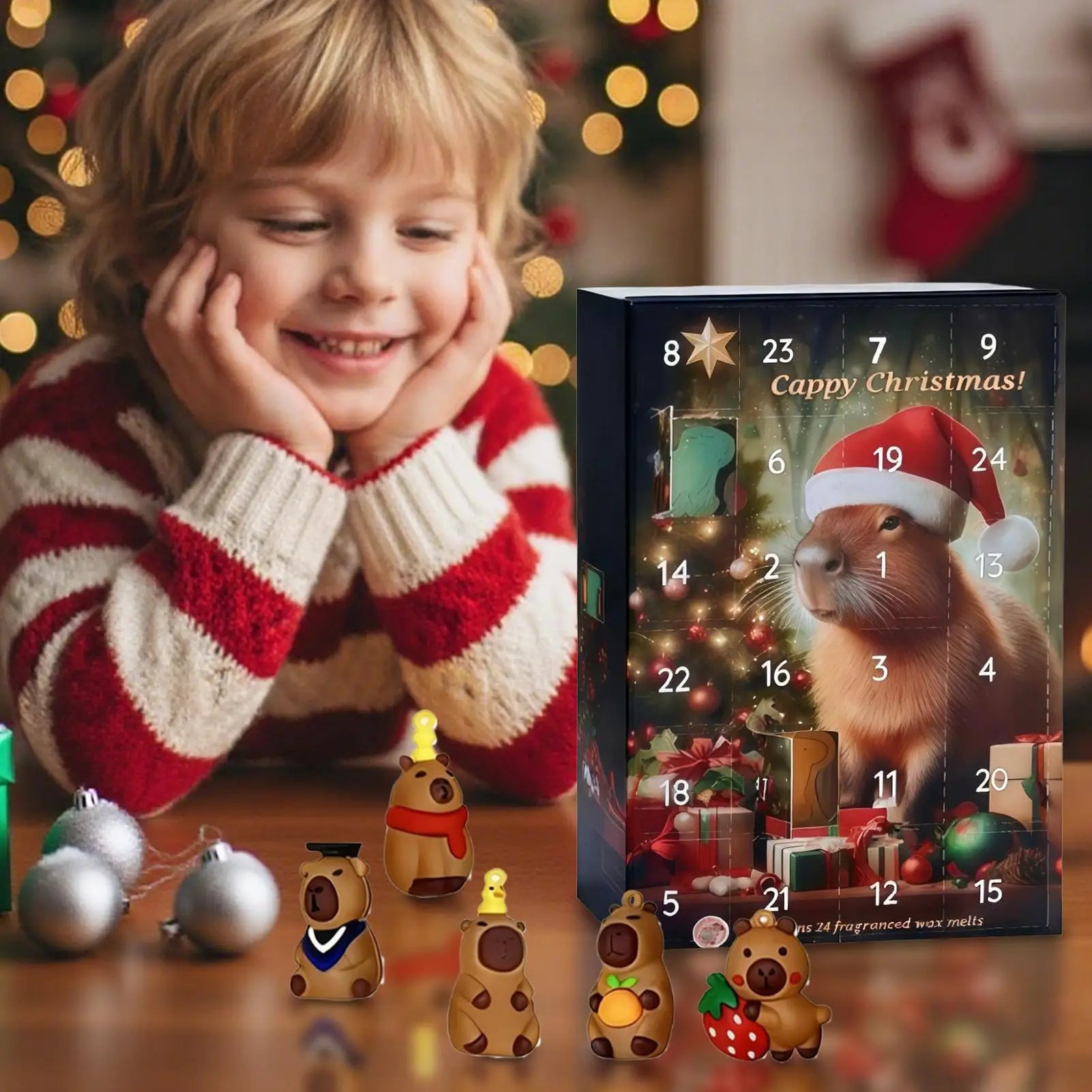 Capybara 3D Christmas Advent Calendar 24 Days Countdown Pendants Home