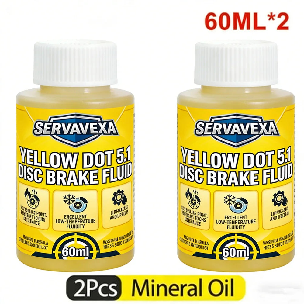 Hydraulic Bike Brake Bleed Kit + 60ml DOT 5.1 & Mineral Brake Oil Fluid, Disc Brake Maintenance Syringe Funnel Tool Set Zpaxo 2 Yellow brake fluid