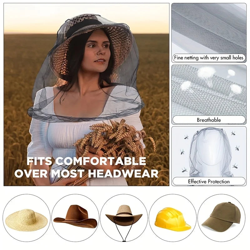 Extra-large Mosquito Head Net Face Mask Heavy-duty Fine Mesh Bug