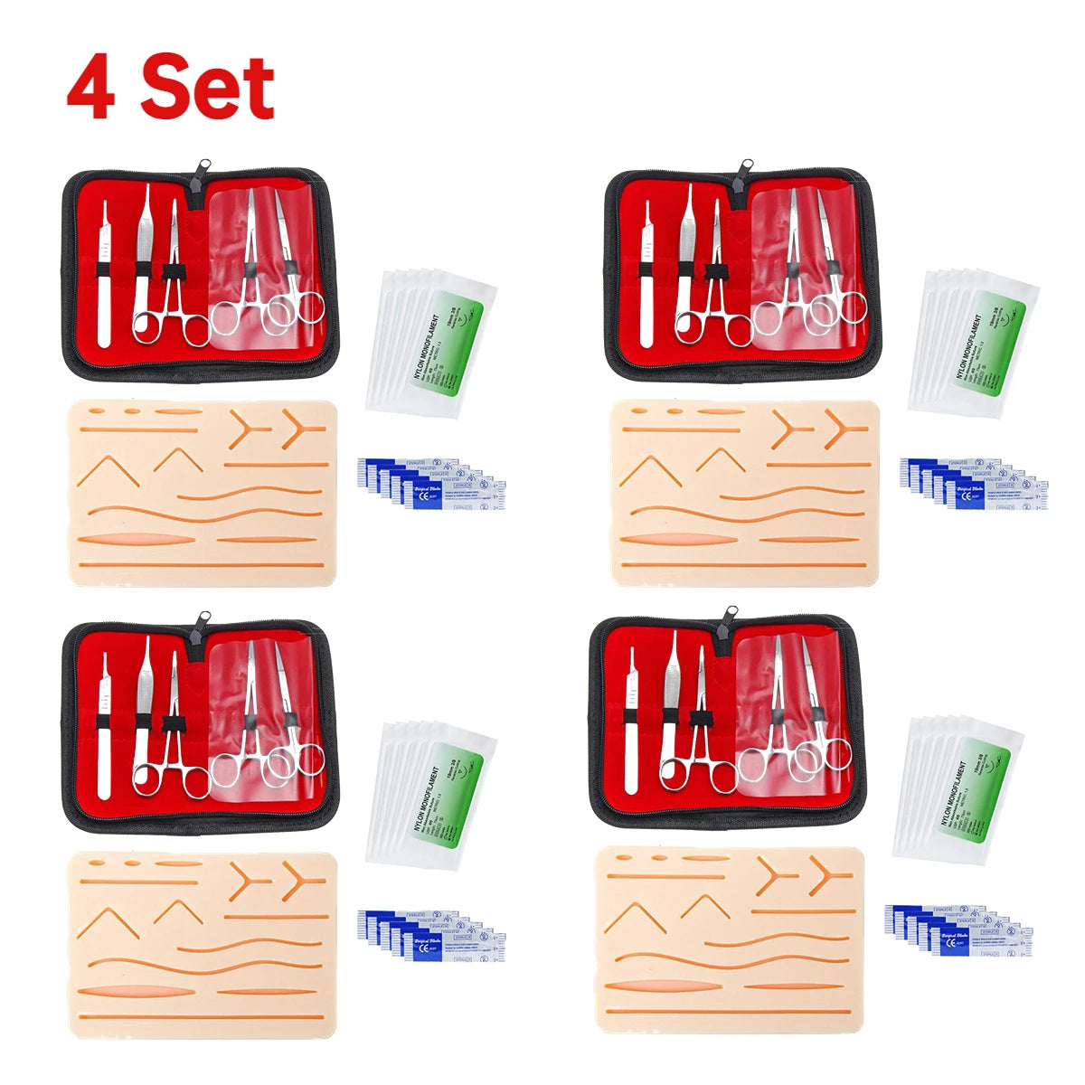 4-1set Simulation Wounds Suture Training Pads Human Traumatic Skin Model kit for Medical Student Suture Laboratory Equipments Zpaxo 4Set