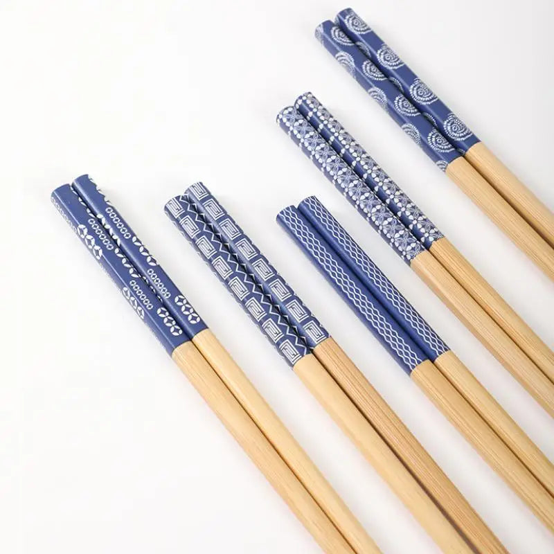 5Pairs Reusable Tableware Handmade Bamboo Japanese Natural Wood Chopsticks Sushi Food Cat Flower Multi Color Wooden Chop Sticks Zpaxo Default Title