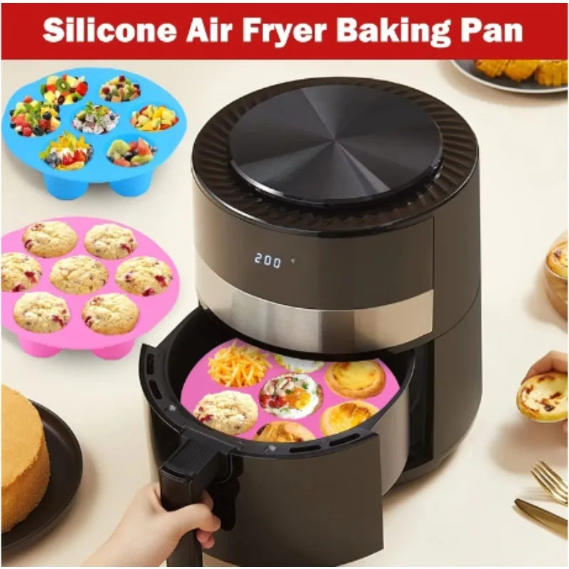 2026 New Silicone Egg Bite Molds for Air Fryer - 7-Cavity Non-Stick Muffin Pan for Cupcakes/Quiches/Tarts - Dishwasher Safe Pans Zpaxo
