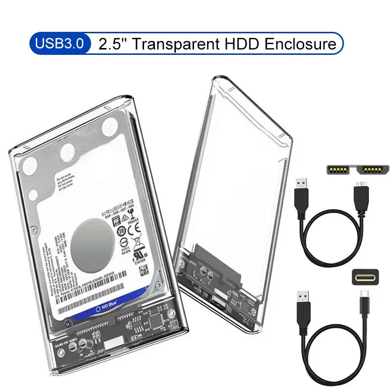 USB C HDD Enclosure SSD Case Transparent External Hard Drive 5Gbps Zpaxo