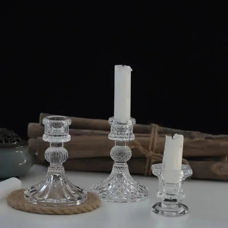 Nordic Glass Candle Holder | Taper Candlestick & Tealight Stand