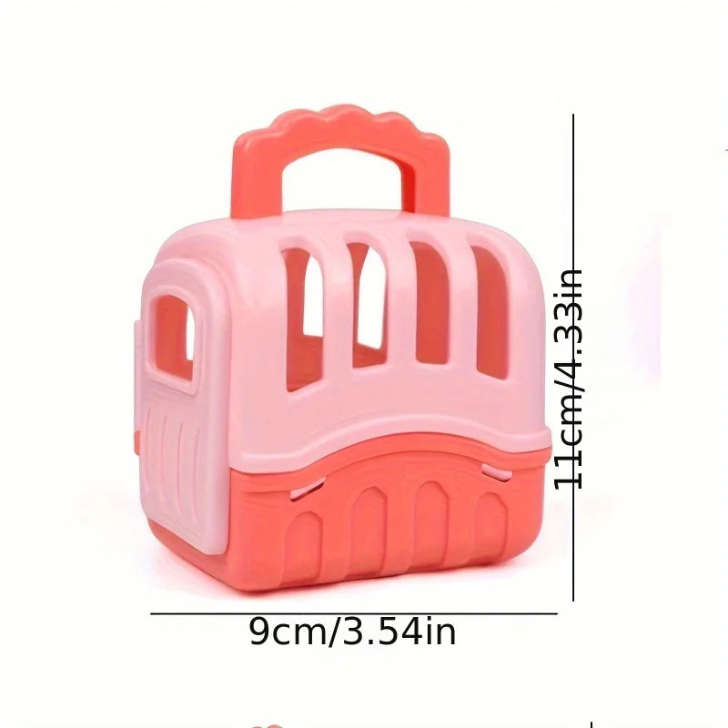 Cute Dog Pet Basket Family Toys Doll Cage Scene Playing Christmas