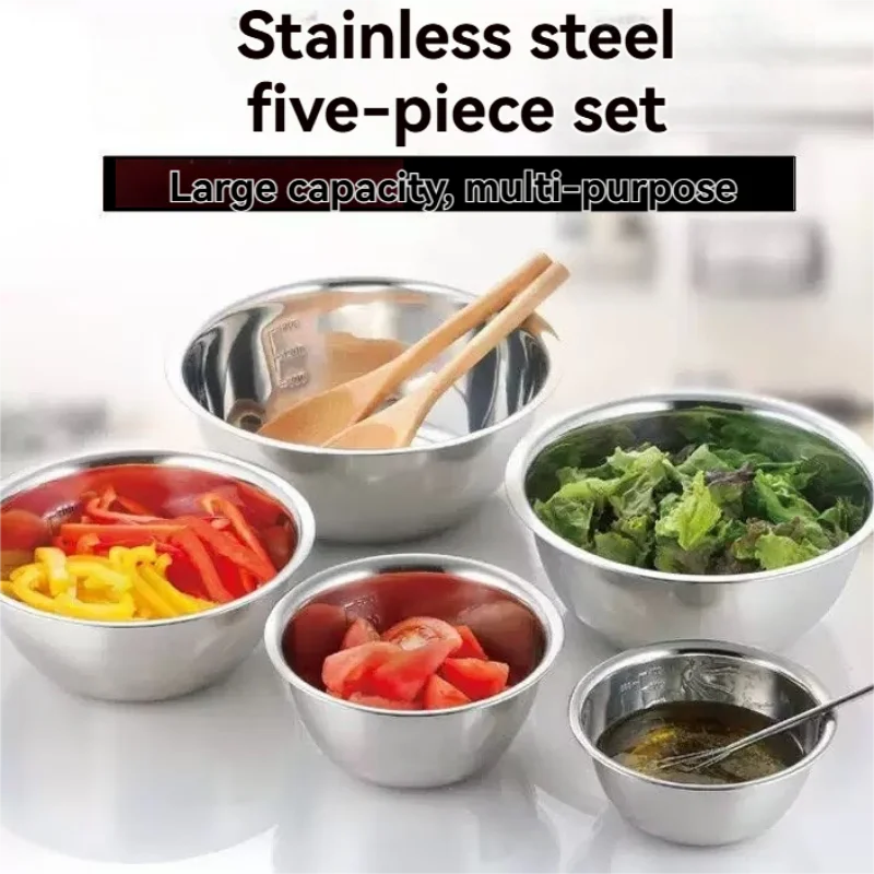 5-piece Household Stainless Steel Pots Bowls Picnic Camping Barbecue Zpaxo