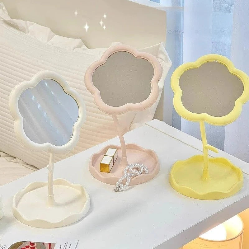 Cloud-shaped Desktop Makeup Mirror Storage Tray Adjustable Angle