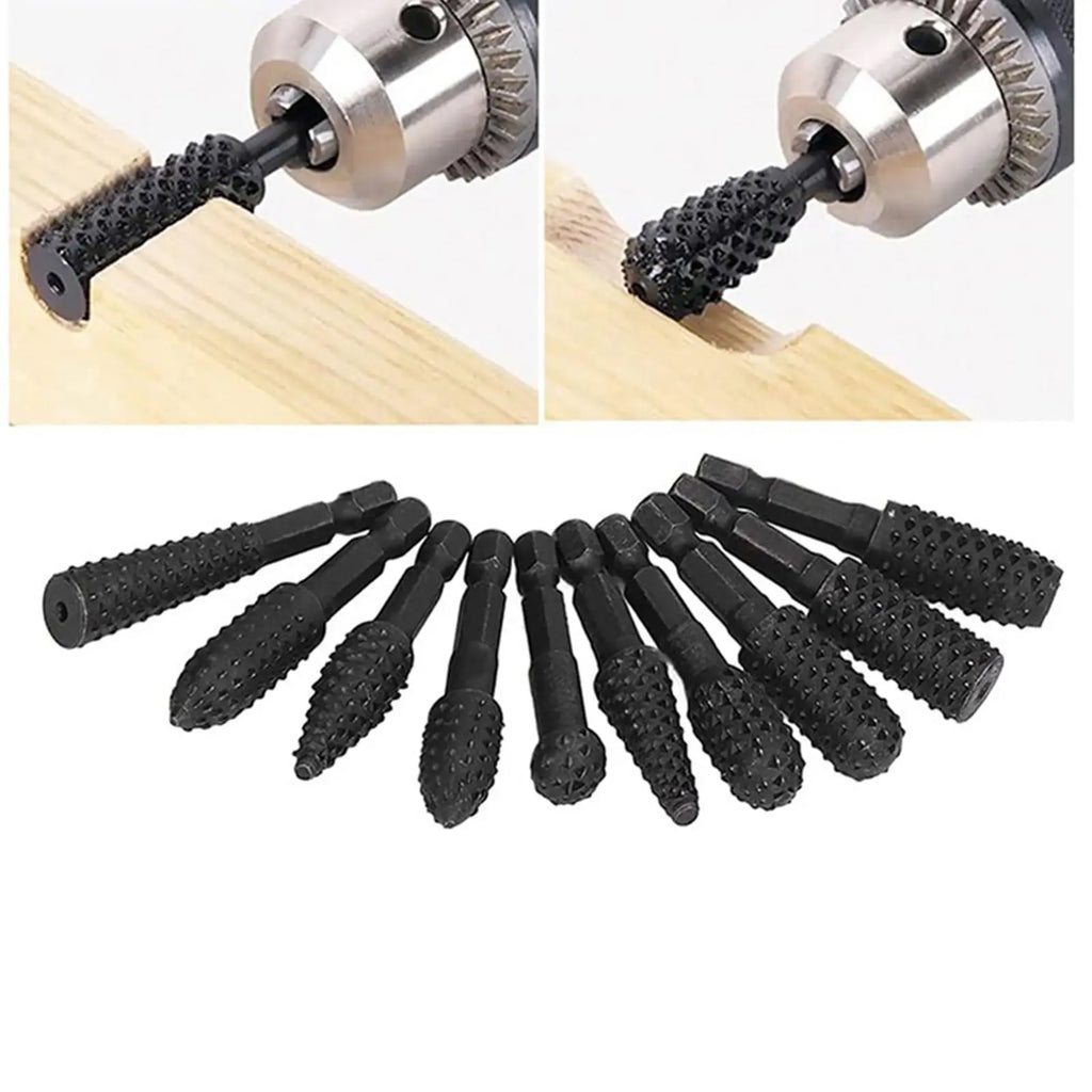 1 4-inch Shank Rotary Burr Wood Rasp File Drill Bits Woodworking
