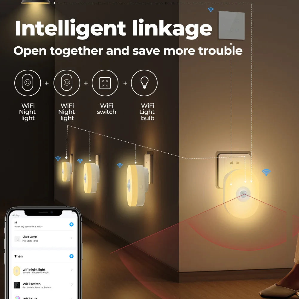 SHINEKNOT Smart RGB Mood Night Light – WiFi, App & Motion Sensor Smart Mood Night Light Zpaxo
