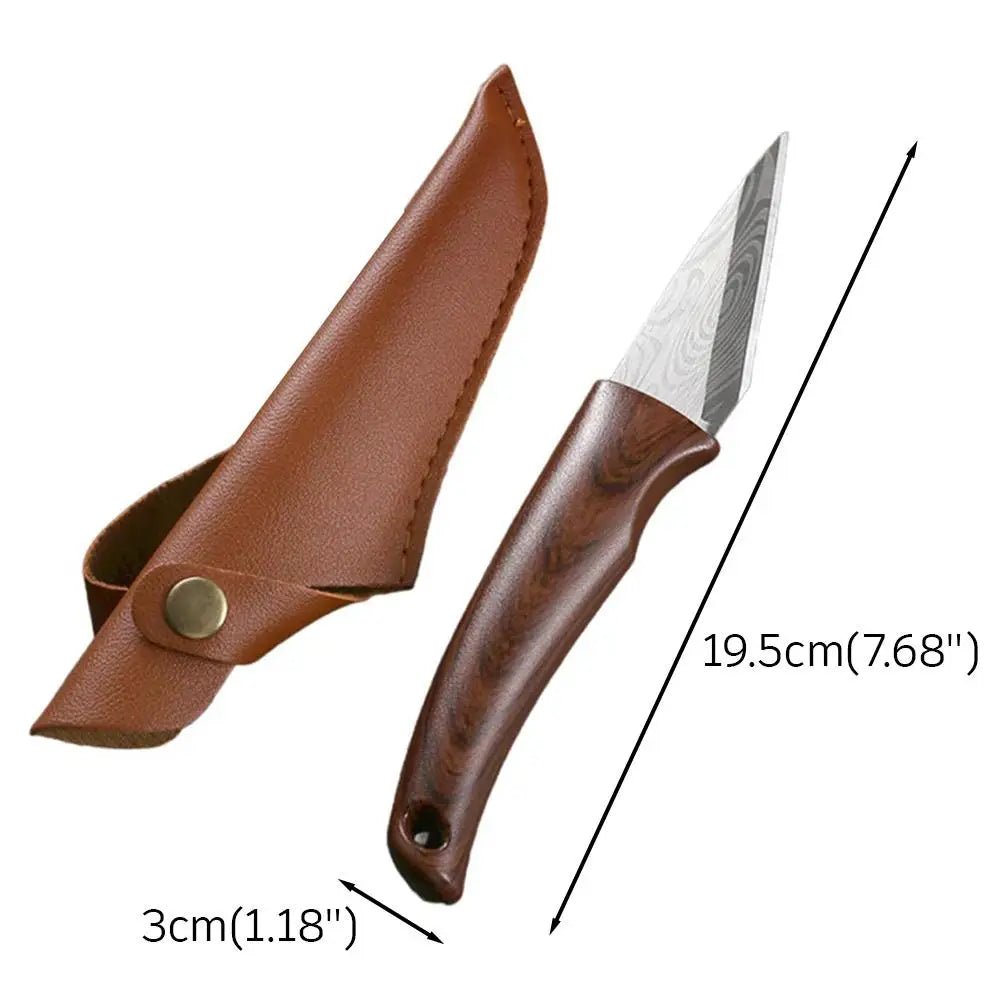 Grafting Knife with Wood Grain Handle & Leather Sheath Grafting Knife Zpaxo