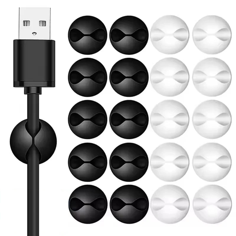 Silicone USB Cable Clip Winder Organizer Round Charger Cord Desk Tidy