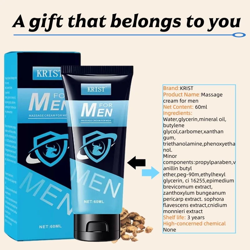 Men's Upgraded Formula Massage Cream with 14 Complex Ingredients Quick Absorption Non-Greasy Comfortable Zpaxo