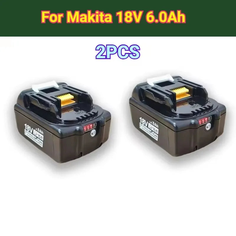 For Makita 18V Power Tools Rechargeable Battery 6AH-9AH Li-ion Battery FOR Makita BL1830 BL1830B BL1840 BL1840B BL1850 BL1850B Zpaxo 2PCS 6.0Ah