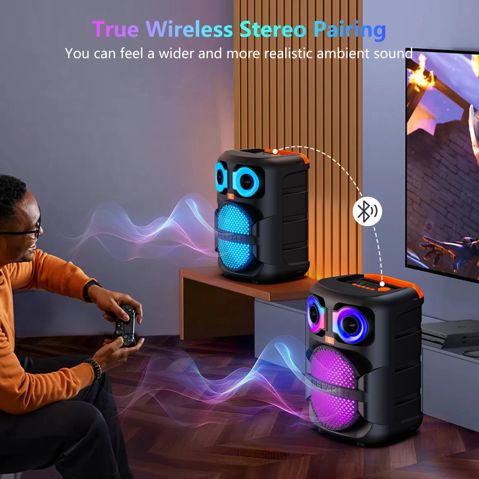 Fanfun T28 Portable Bluetooth Speaker Matching Wireless Microphone