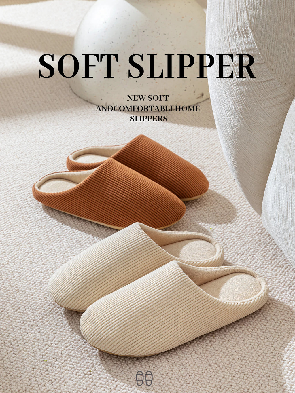 Men S Casual House Slippers Solid Durable Non-slip Design Closed-toe