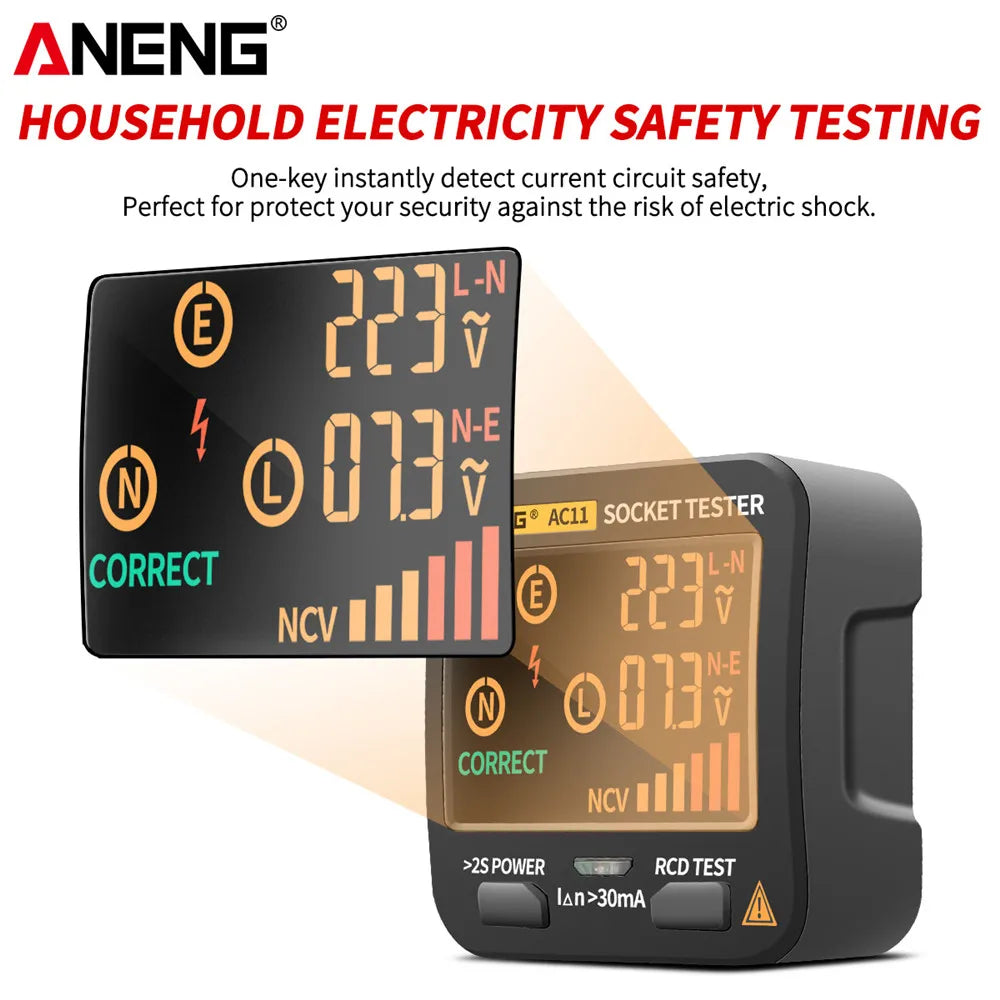 ANENG AC11 Digital Smart Socket Detector US UK EU AU Plug Tester